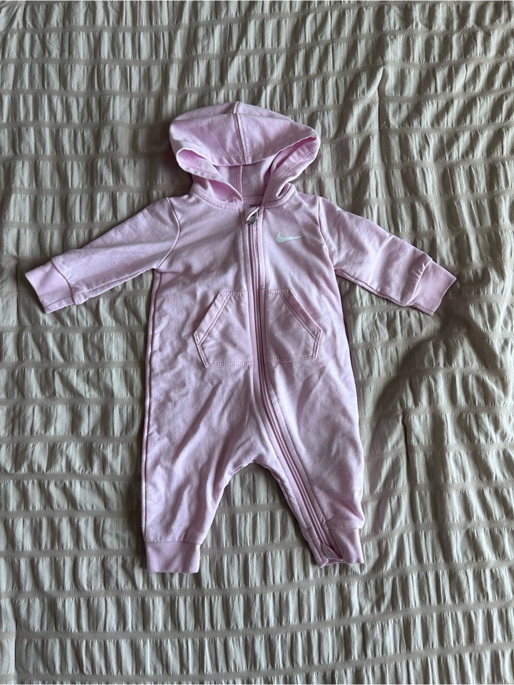Nike Baby Pink Hooded Romper One Piece (3 Months)